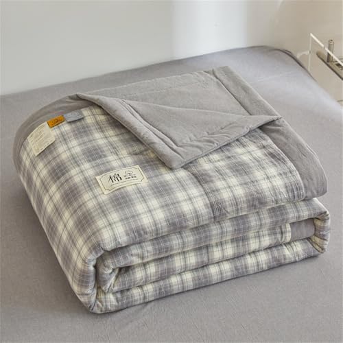 Surwin Colcha Bouti de Cuadros Grises Sencillo Reversible Colchas Acolchado para Cama, Cubre Cama Fina Suave para Primavera y Verano Respirable Lavable Individual Matrimonio (Gris 4,180x200cm)
