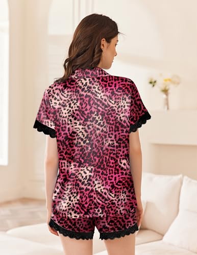Image of Ekouaer Womens Lace Satin Pajama Set Button Down Pj Shorts Set Bridesmaids Getting Ready Outfits Casual Sleepwear XS-XXL