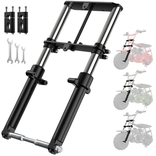 FRP Minibike Suspension Kit -Mini Bike Front Fork Compatible with Monster Mega Moto MMB80 MMB105 80cc 105cc Motovox MBX10 MBX11 Coleman CT100U Baja DB30 10 Years Warranty with Black Clamps