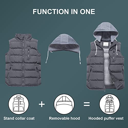 Creatmo Us Men's Outdoor Work Golf Sport Vest Padded Puffer Breathable Winter Outdoor Vest Insulated Jacket Grey Xl #TOP3