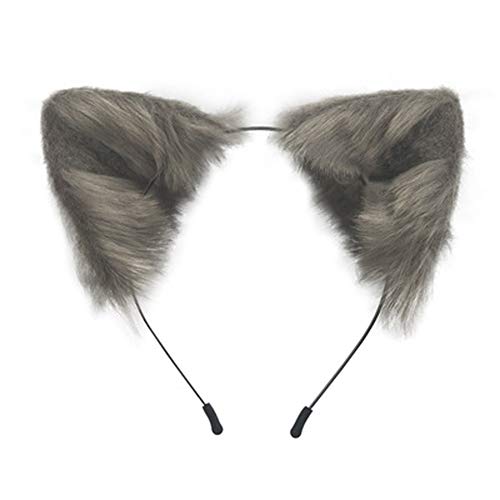 SMILETERNITY Handmade Fox Wolf Cat Ears Headwear Costume Accessories for Halloween Christmas Party (Gray)