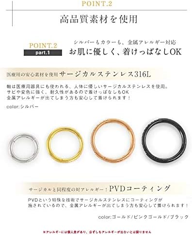 2個セット ボディピアス Cz ジュエルライン セグメントリング Oリングとの2点セット 14g 8mm シルバー お気に入り