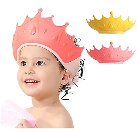 FUNUPUP 2 Pack Baby Shower Cap, Kids Shampoo Shower Bath Cap Adjustable Hair Washing Shampoo Shield Baby Visor for Eyes and Ears Protector (Crown) Cover