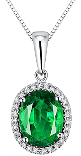 Cadeaux d'anniversaire pour femme : émeraude verte classique blanc 2,1 CT