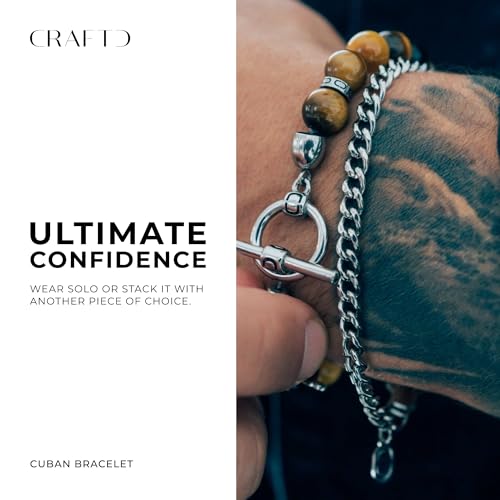 CRAFTD | Cuban Link Bracelet | Waterproof, Heat & Sweat Resistant | Gifts for Men | Men's Jewelry | Size 4MM |2