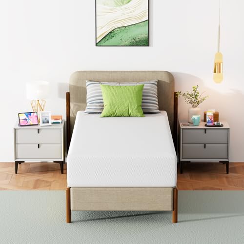 Image of FDW 12 Inch Twin XL Mattress, Medium Firm Base Foam, Breathable & Comfortable with Removable Washable Zipper Cover, Bed in a Box, CertiPUR-US Certified, White