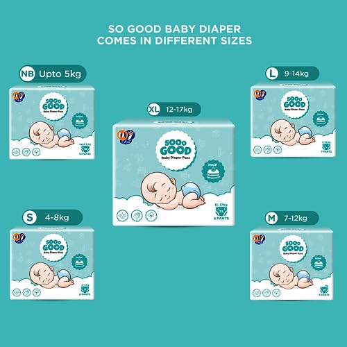 Image of High Absorption Sooo Good Baby Diaper Pant, M Size (7-12 kg), 8 Pant - (Pack of 24)