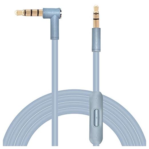 Xivip Cabo de áudio de substituição com microfone incorporado e controle compatível com Beats Solo 2 Solo 3, Studio 3, Pro, Detox, Wireless, Mixr, Executive, Pill Headphones (cinza)