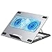 IMMOENUC Regulowany stojak na laptopa, aluminiowy uchwyt na laptopa na biurko z dwoma wentylatorami, składany, wentylowany stojak chłodzący do notebooków 14-17" (srebrny)