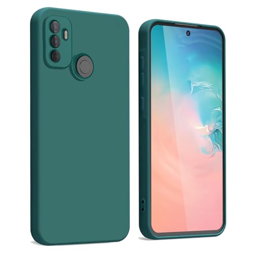 WBWONE Funda para OPPO A53 | A53s, Suave TPU Silicona Carcasa con Forro de Tela Protectora Antigolpes Caso Resistente a los Arañazos - Verde Oscuro