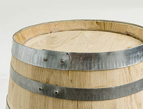 Weinfass-Stehtisch aus Kastanienholz mit Glasplatte 79 cm Höhe