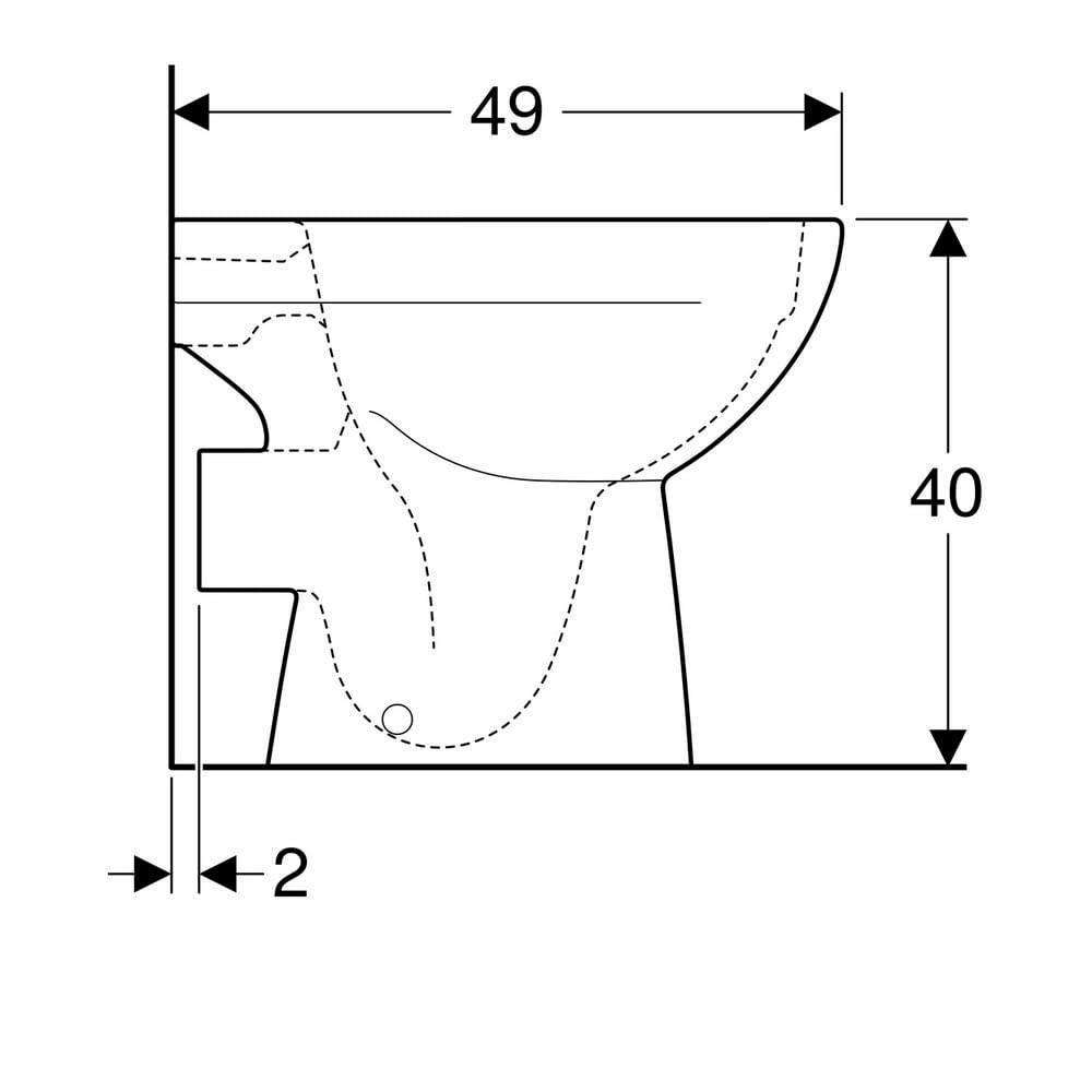 Geberit Stand-Tiefspül-WC RENOVA Abgang horizontal, teilgeschlossen, Rimfree weiß