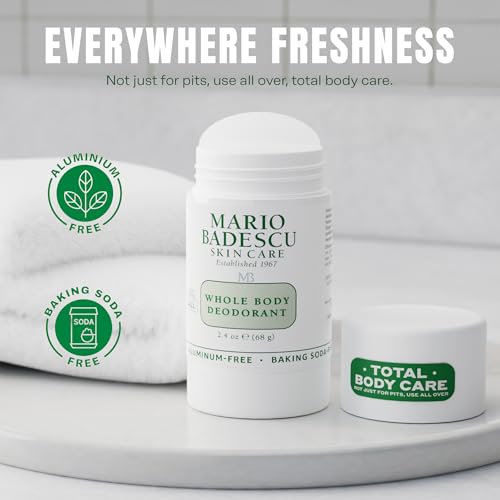 Image of Mario Badescu Whole Body Deodorant for Women and Men, Baking Soda & Aluminum Free, Lightweight All Over Deodorant, Full Body Odor Eliminator for Travel & Daily Use, Non-Irritating, 2.4 Oz
