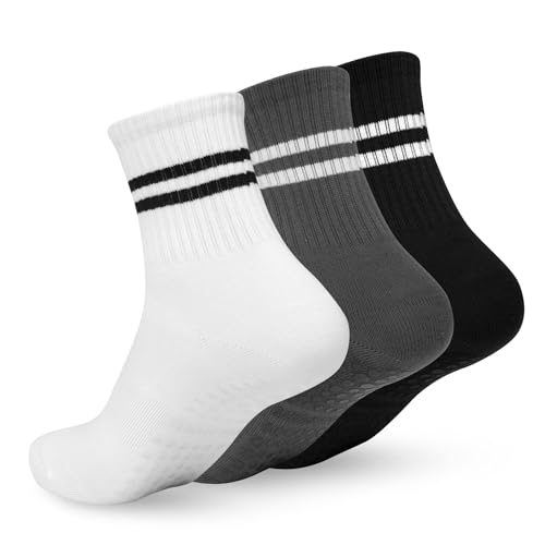 Ivyhouse 3 Pairs Womens Pilates Socks with Grips Non Slip Yoga Socks Barre Gym Athletic Grippy Socks for Women