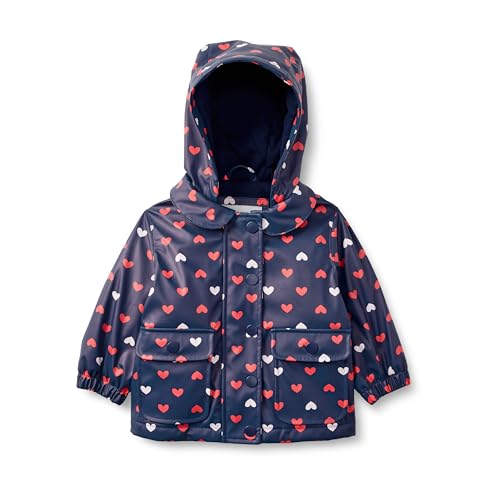 Amazon Essentials x Sofia Grainge Chaqueta Impermeable Niña, Azul Marino Corazones, 4 años