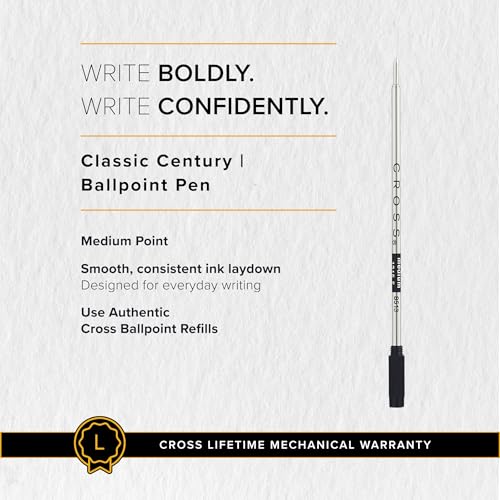 Image of Cross Classic Century Titanium Gray Micro-knurl Ballpoint Pen, Black Ink | Refillable Ballpoint Pen for Effortless Writing, Durable Construction, Premier Distinctive Look, Gift-Ready, Medium Point