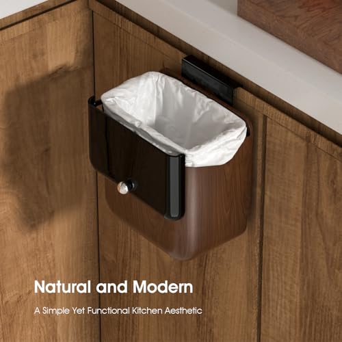 ZNYOPA Large 3.2 Gallon Compost Bin, Under Sink Trash Can with Lid, Hanging Waste Cabinet for Office Kitchen Cupboard Bathroom Bedroom, Walnut Color by ZNYOPA - Image 7