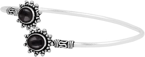 Miniatura 3 de Natural Oval Shape Gemstones Bangle Bracelet for Women - 925 Silver Overlay Handmade Cuff Bangle Birthstone Light Weight Trendy Jewelry - Gifts for