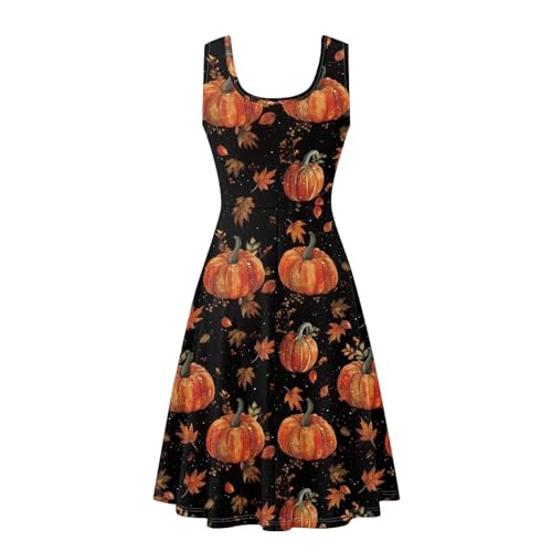 Image of TOADDITDO Women's Sleeveless O Neck Beach A-Line Party Coctail Tank Dresses Flared Sundress
