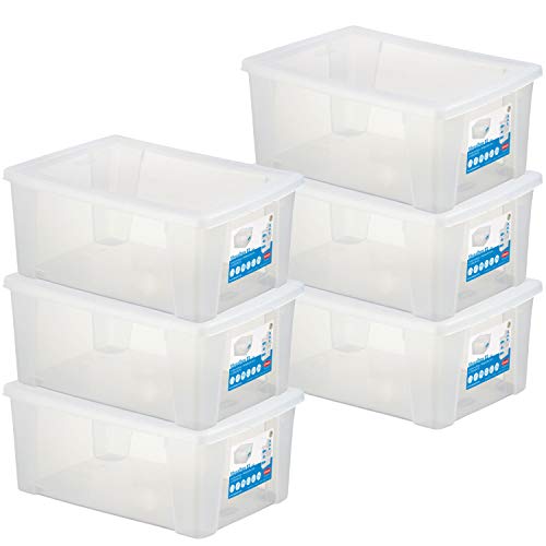 Pack de 6 cajas con tapa de 15 L, 39 x 29 x 17 cm, transparentes