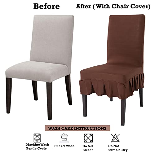 Image of HOKIPO Elastic Stretchable Seat Frill Cover for Chairs Washable Slipcover Protector (AR-4092-D3), Polyester Blend