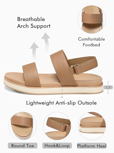 Image of Coutgo Women's Arch Support Adjustable Strap Flat Sandals