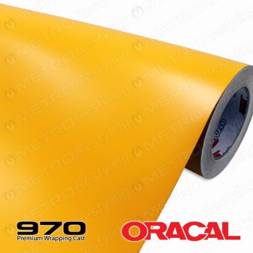ORACAL 970RA-223 MATTE Saffron Yellow Wrapping Cast Vinyl Car Wrap Film 5ft x 50ft (250 Sq/ft)