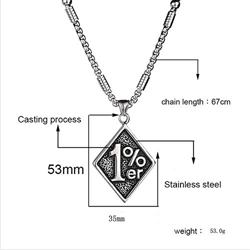 HSQYJ Men's One Percent 1% Stainless Steel Necklace Unique Men's Cool Pendant Motorcycle Biker Charm Chain Necklaces for Men4