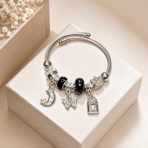 Image of 8-Piece Women's Fashion Jewelry hamper & Hair Accessories Gift Set | Pendant Chain, Charm Bracelet, Oxidised Jhumki Earrings | Satin Hair Bow, Scrunchie & Big Flower Claw Clip | Random Colors & Designs, Raksha Bandhan - Rakhi Gift (ZEV GIFT HAMPER)