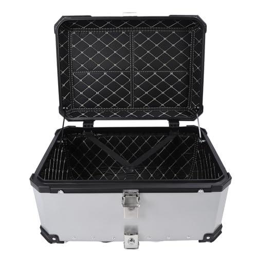 BOROCO Baúl Superior para Motocicleta de 65 L con Cerradura de Seguridad, Liberación Rápida, Ajuste Universal, Resistente Al Agua, Aleación de Aluminio, Estuche para Motocicleta