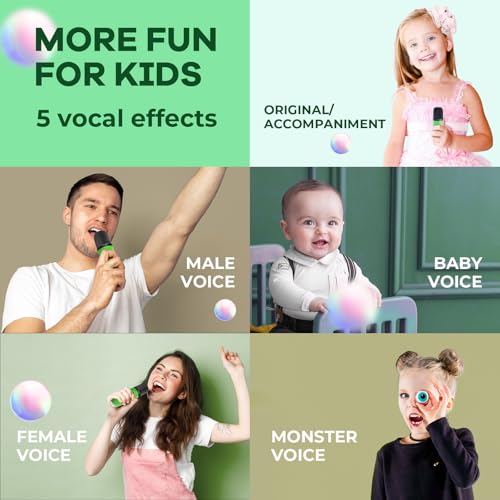 Image of YLL Mini Karaoke Machine for Kids Adults, Portable Bluetooth Speaker with 2 Wireless Microphones, Birthday Gifts Toys for Girls Boys Ages 3, 4, 5, 6, 7, 8, 9,10,11,12+ Years Old Toddler (Green)