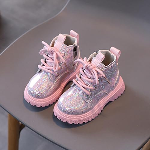 Kids Glitter Boots Girls Boys Combat Booties Sparkly Lace Up Boots Fashion Winter Ankle Shoes3