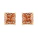 10K Yellow Gold Champagne Swarovski Zirconia Princess Cut Stud Earrings