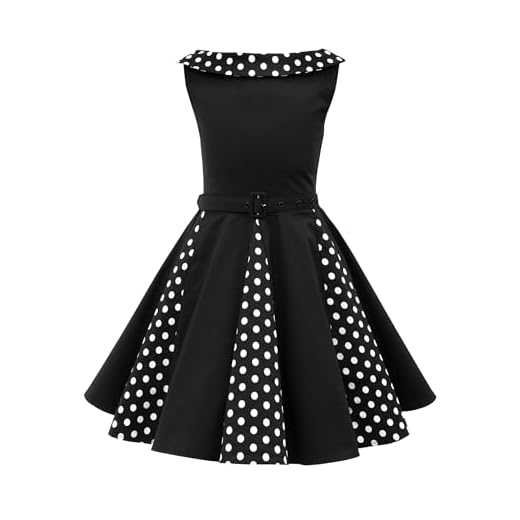 BlackButterfly Barn 'Alexia' Vintage Polka Prick 1950-talet Flickor Klänning (Svart, 5-6 År)