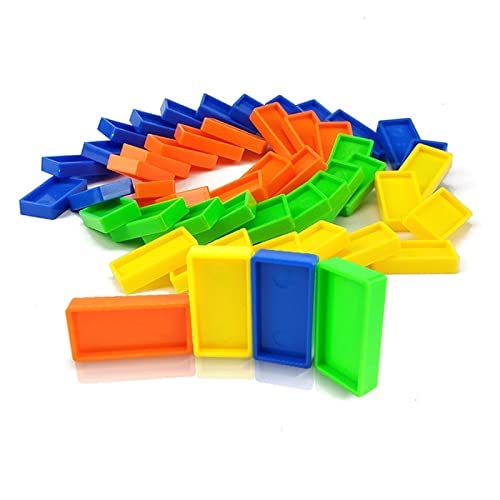 Image of AEXONIZ TOYS Plastic Domino Building Blocks 100Pcs Multicolor Bulk Dominos Educational Stacking Counting Adding Subtracting Building Block for Indoor Outdoor for Kids