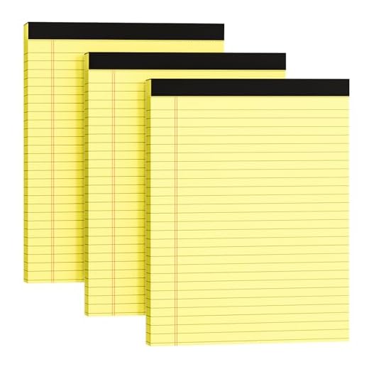 MSKKSM Legal Pads 8.5 x 11, 3 Pack Yellow Note Pads 8.5 x 11 Writing Pads, Wide Ruled Legal Notepads, Lined Pads of Paper Yellow Paper Pads, 30 Sheets Per Notepad for School, Home, Office, Business