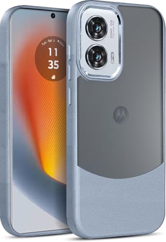 Image of MINTZZ Moto Edge 50 Fusion Back Cover, Leather Design, Protective Cover with Camera Lens Protection, Premium Grip & Slim Fit Durable, Edge 50 Fusion Case (Gray, Moto Edge 50 Fusion)