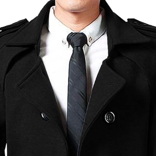 Men'S Casual Trench Coat Slim Fit Notched Collar Long Jacket Overcoat Double Breasted Pea Coat With Pockets4