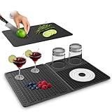 4-in-1 Bar Mat Home Bar Accessories, Multi-Purpose Cocktail Mat with Cutting Board for Bartending ect, 18.11' x 11.8' for Bar, Outdoor Camping, Home Bar Mat