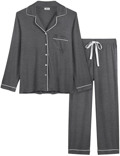 Joyaria Womens Bamboo Viscose Pajama Sets Long Sleeve Button Down Cooling Sleepwear Soft Comfortable...