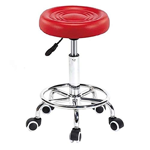 Image of CSS Furniture Adjustable Height Stool with Caster Wheels (16.5-20.5 Inches, Red) - Multipurpose Rolling Stool for Office, Kitchen, Doctor, Bar, Salon, Cafeteria -W. Capacity 120 KG - 1 Pc
