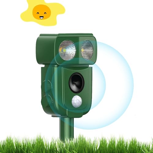 Repelente de Gatos, ahuyentador de pájaros, disuasión Solar ultrasónico, Parada de Animales, Gatos, Ratas, Perros, pájaros, Zorros y Otros, Repelente al Aire Libre para Animales con LED Intermitentes