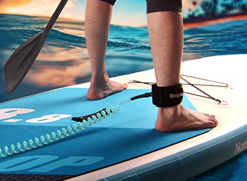 Unigear Coleira de prancha de surf com suporte enrolado para prancha de surfe Premium SUP de 25,4 cm