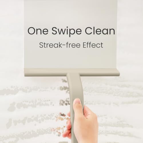 Image of dancemoon JustHang Shower Squeegee with Built-in Hook, 10-Inch Light Taupe
