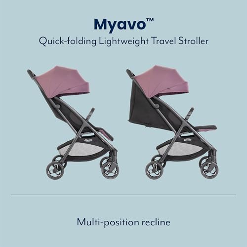 Graco Myavo Compact Stroller/Pushchair with Raincover - Suitable from Birth to Approx. 4 Years (0-22kg). Lightweight at only 5.8kg with a one-Second, one-Hand fold, Mulberry Fashion - Image 5