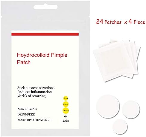 YHCUI Acne Pimple Healing Patch,Hydrocolloid,Invisible Acne Pimple Master Patch,Acne Patch, Pimple Patch,Three Sizes (24 Patchesx4 Piece)