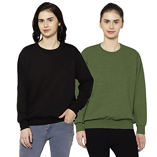 Image of Mack Jonney Fleece Round Neck Sweatshirt for Women (Pack of 2)-SW RN BLK NVY 002-P
