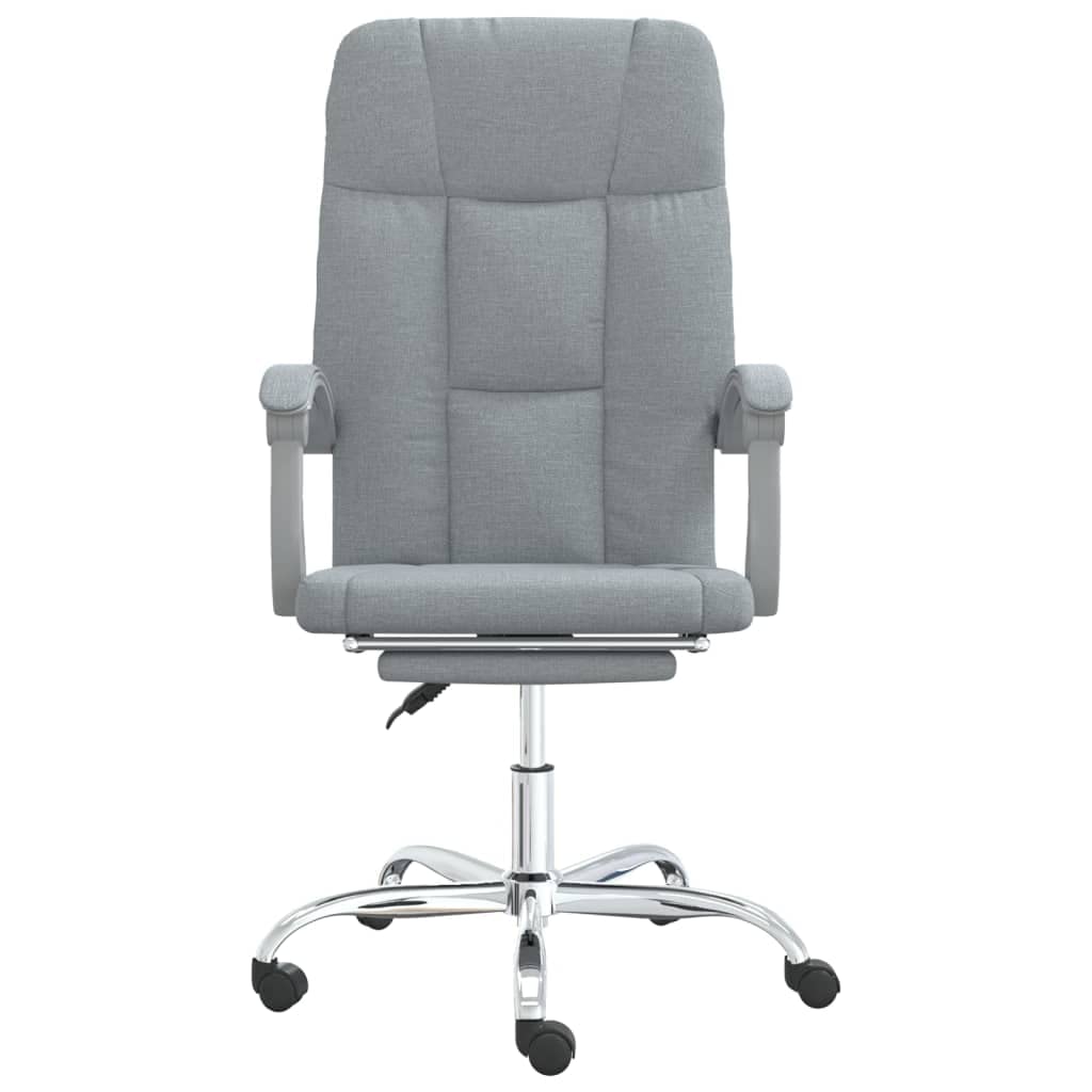 Krzesło biurowe z funkcją leżenia, jasnoszare krzesło obrotowe, ergonomiczna regulacja wysokości, mechanizm kołysania, do domu, gabinetu, gier, z podnóżkiem, podłokietnikiem i zagłówkiem