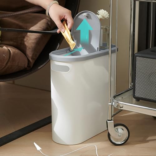 Caneca de basura rectangular blanca de 2.1 galones con tapa presionable miniatura 3