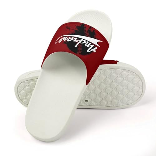 Custom Sports Slides Personalized Slippers - Baseball Sandals Quick Drying Softball Slippers Indoor Outdoor,Gifts for Men Youth Boy (White,Style 33)4